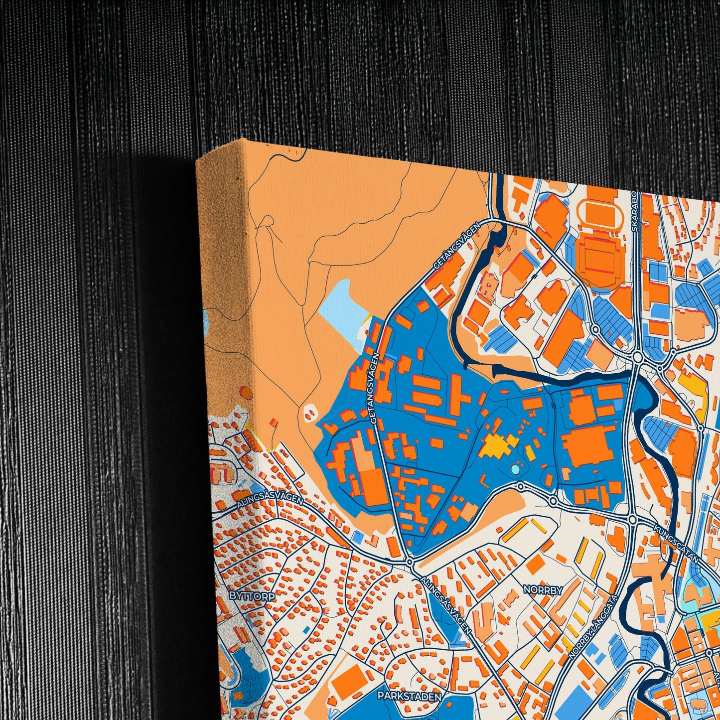 Borås Sweden Colorful City Map Canvas Print Detail