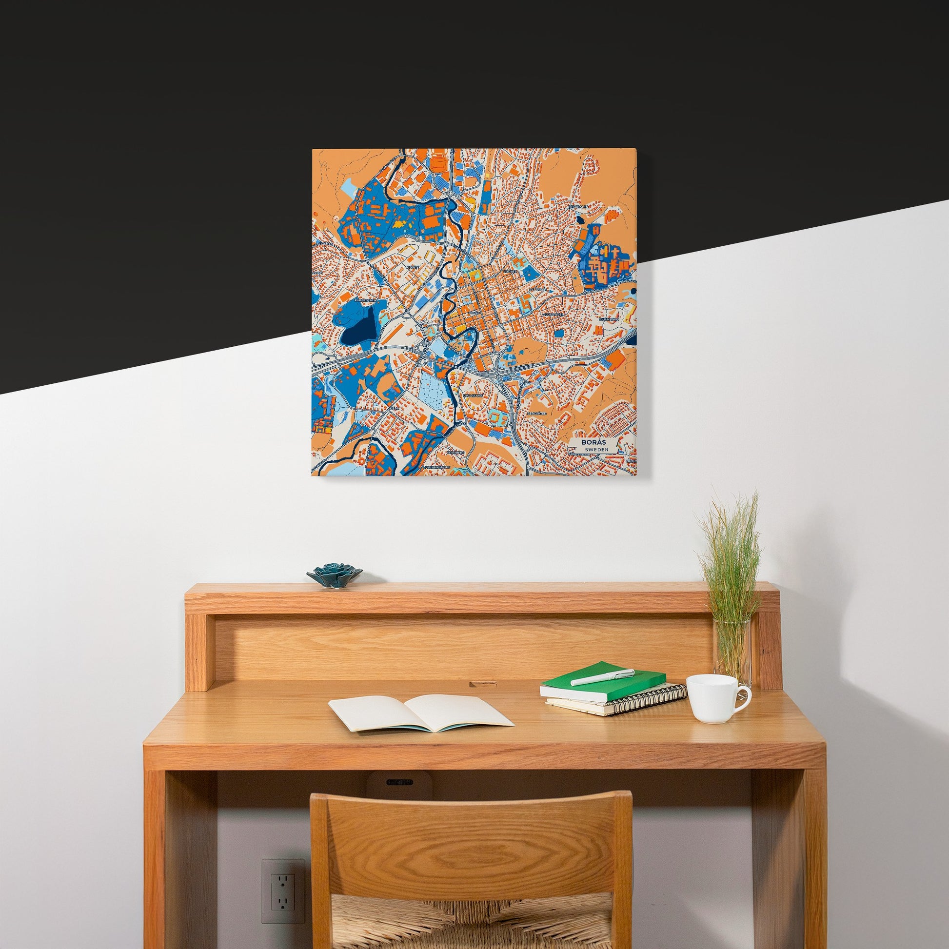 Borås Sweden Colorful City Map Canvas Print Scene