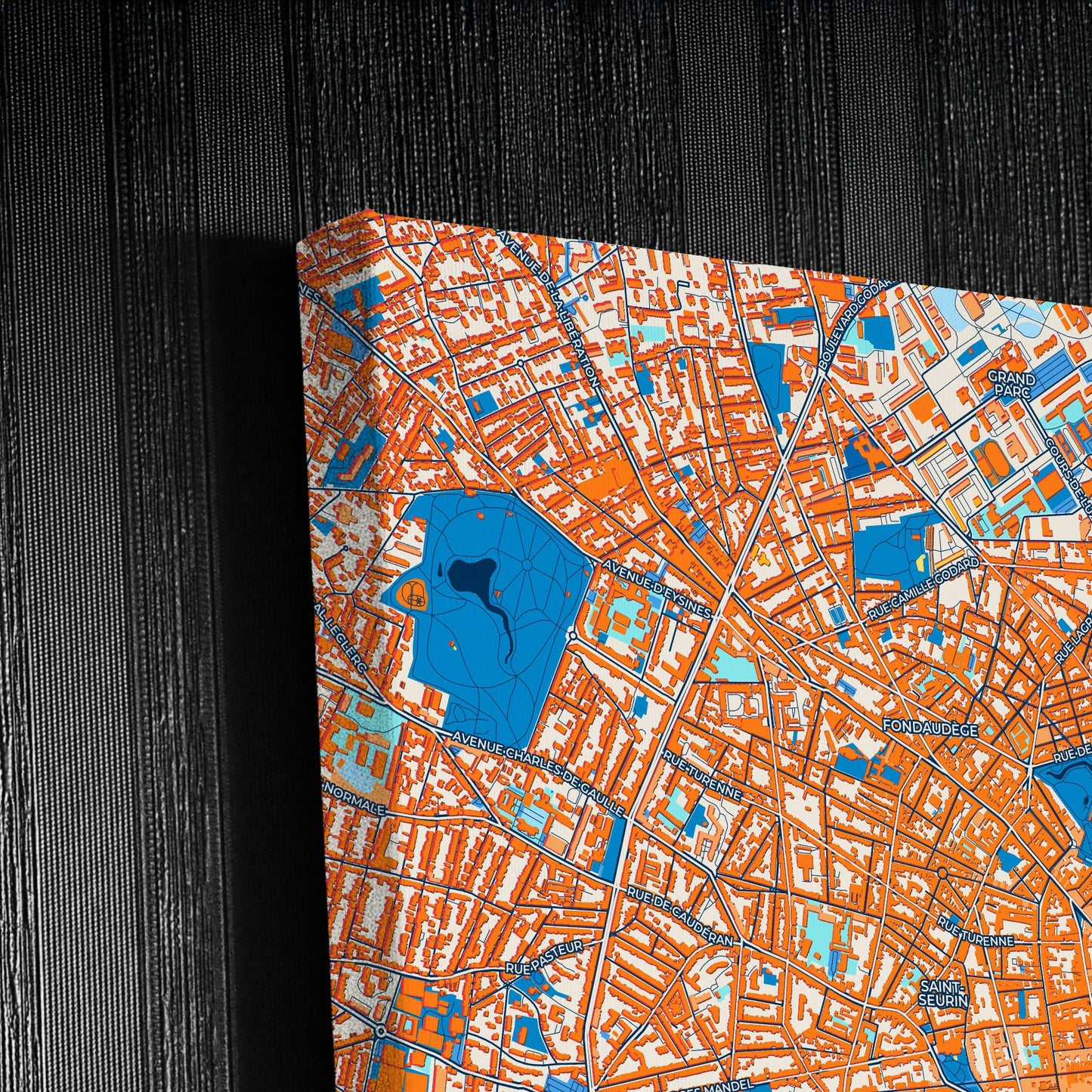 Bordeaux France Colorful City Map Canvas Print Detail