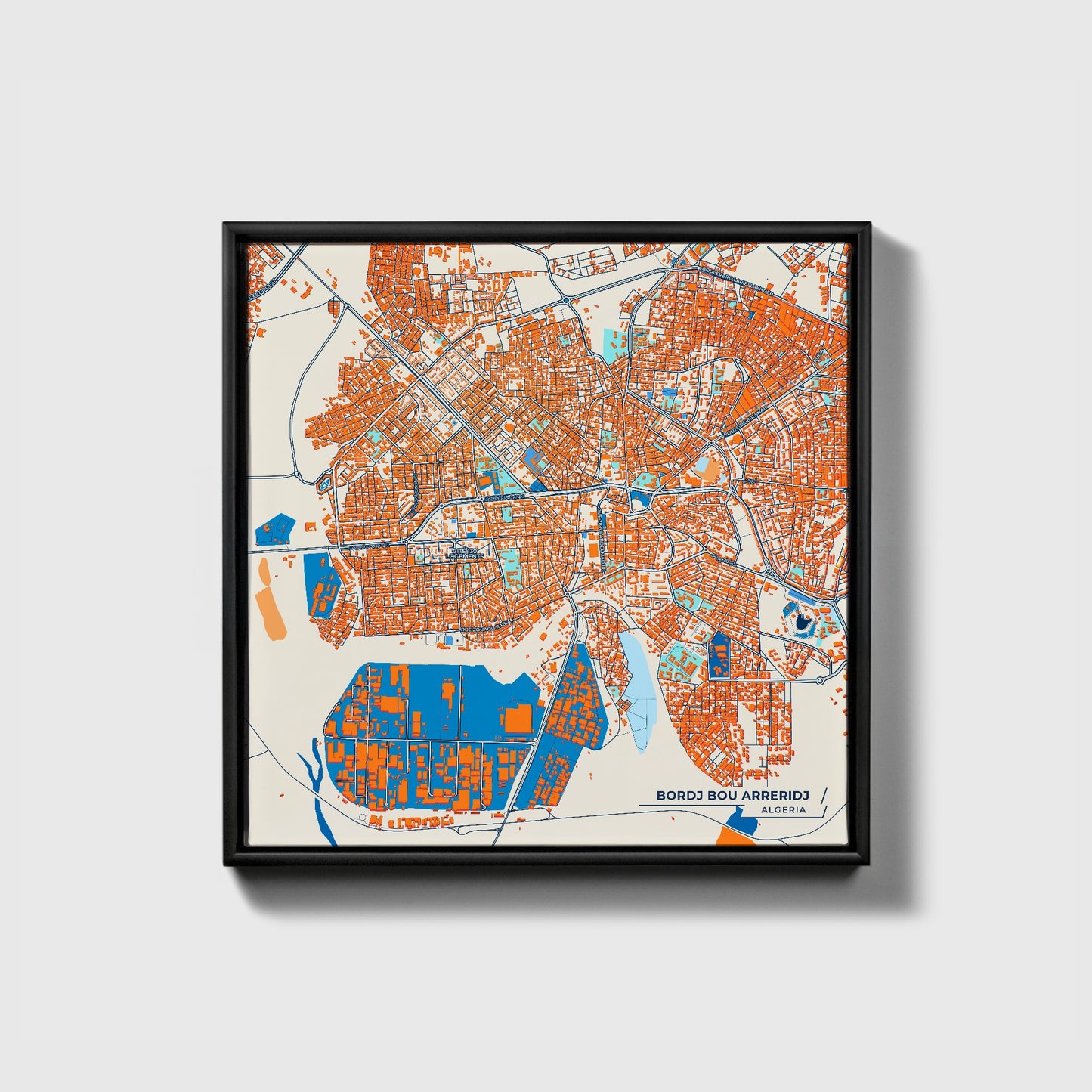Bordj Bou Arreridj Algeria Colorful City Map Canvas Print • Black Framed