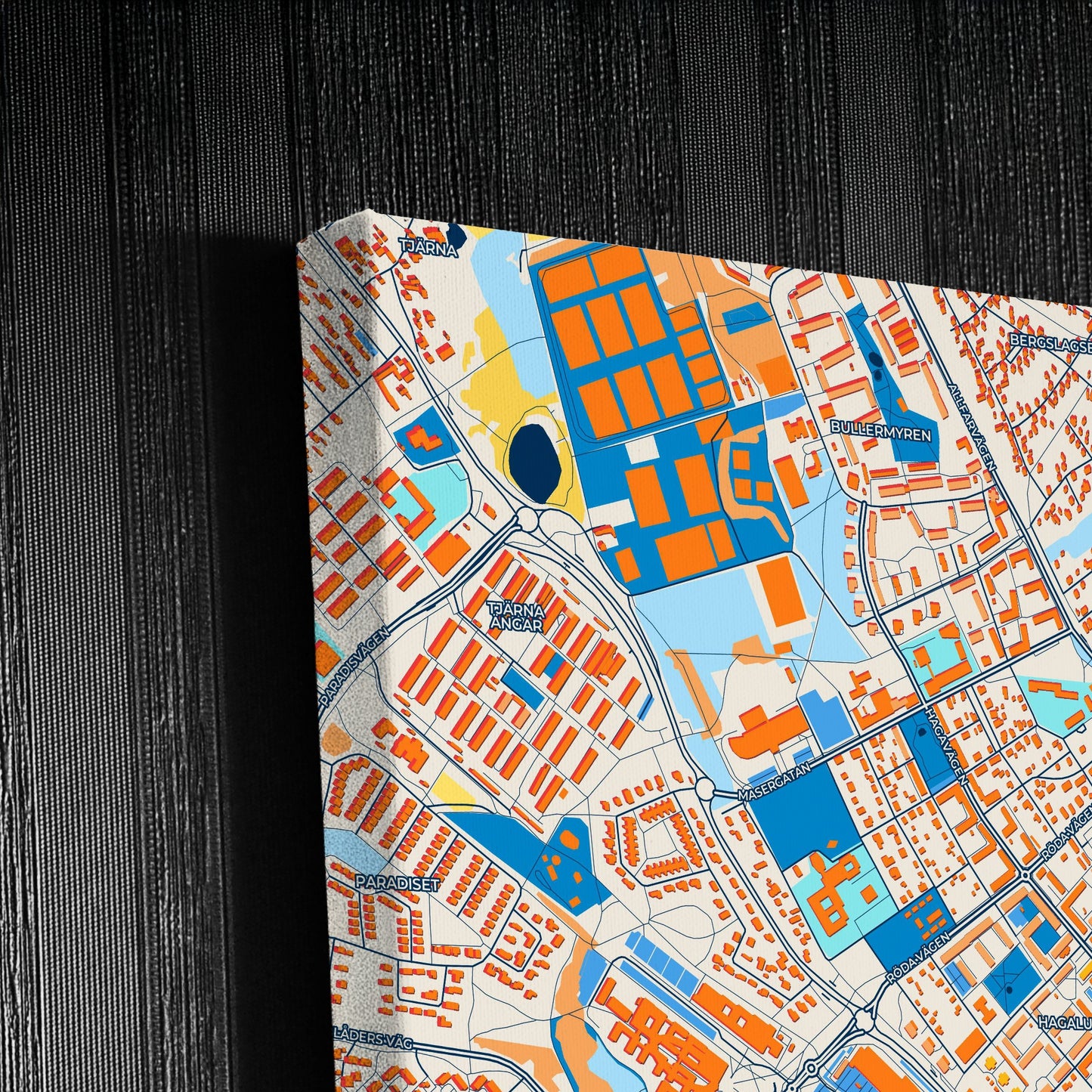 Borlänge Sweden Colorful City Map Canvas Print Detail