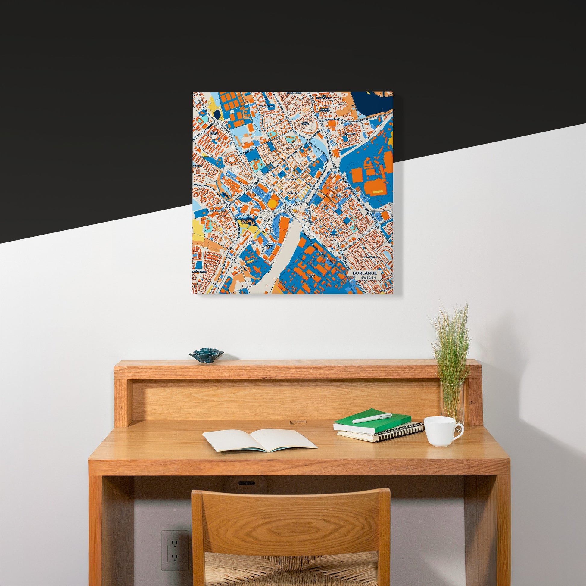 Borlänge Sweden Colorful City Map Canvas Print Scene