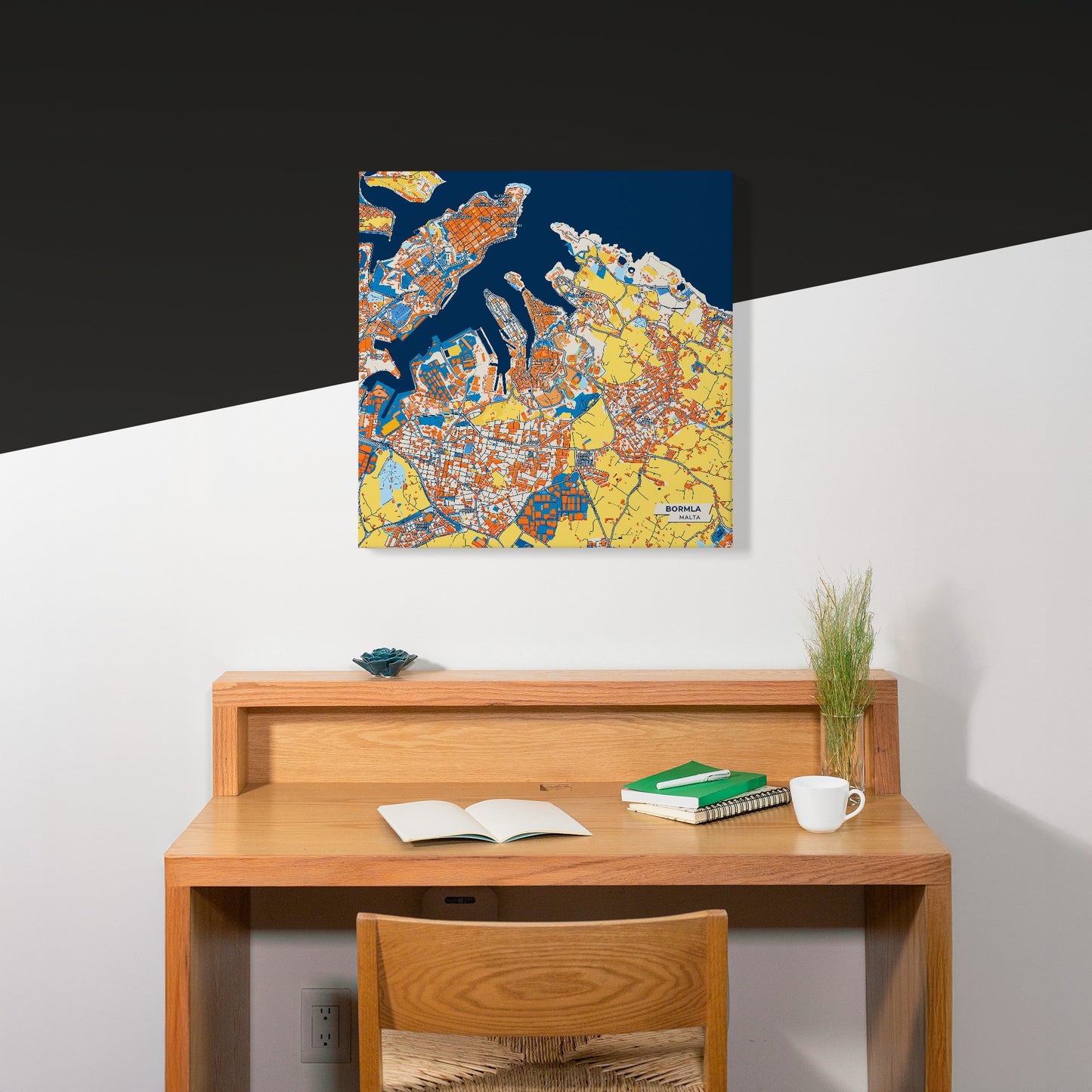 Bormla Malta Colorful City Map Canvas Print Scene
