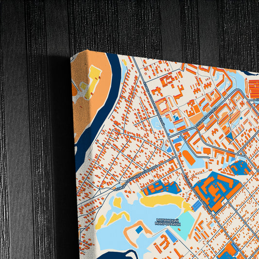 Боровичи Russia Colorful City Map Canvas Print Detail