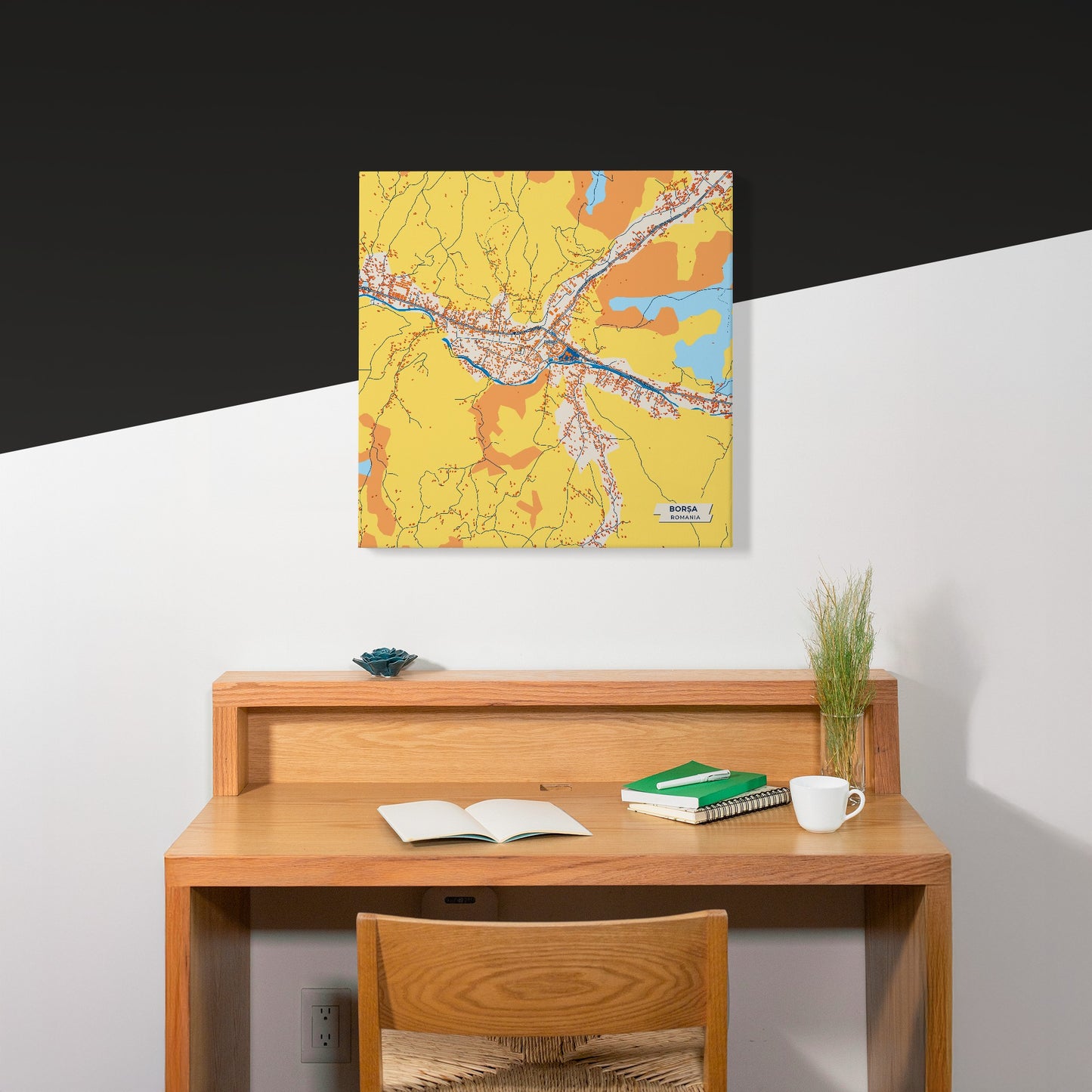 Borșa Romania Colorful City Map Canvas Print Scene