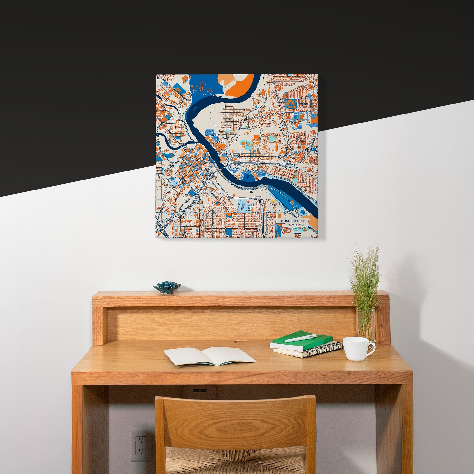 Bossier City Louisiana Colorful City Map Canvas Print Scene