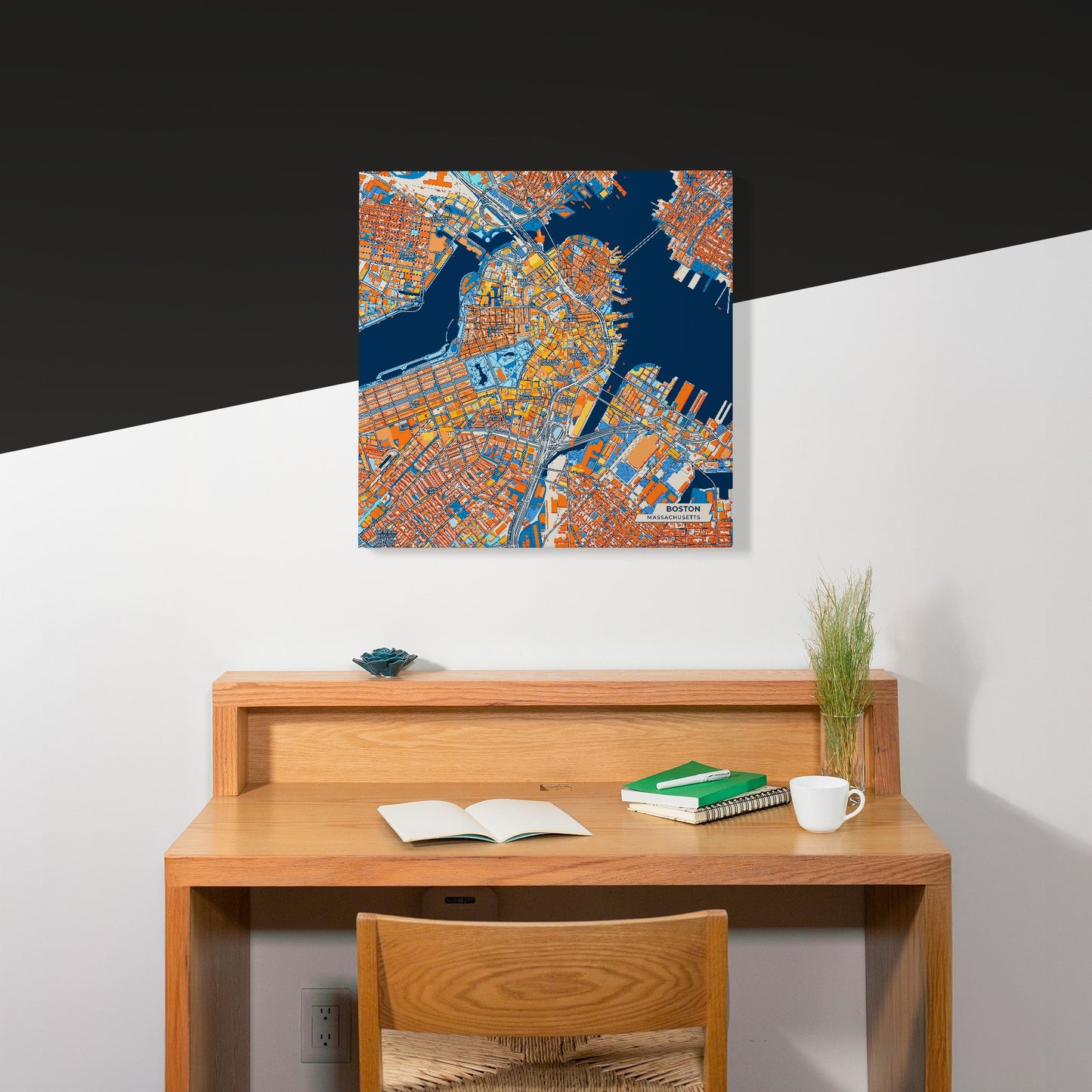 Boston Massachusetts Colorful City Map Canvas Print Scene