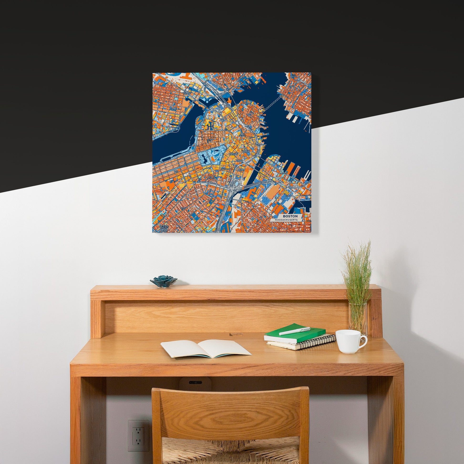 Boston Massachusetts Colorful City Map Canvas Print Scene