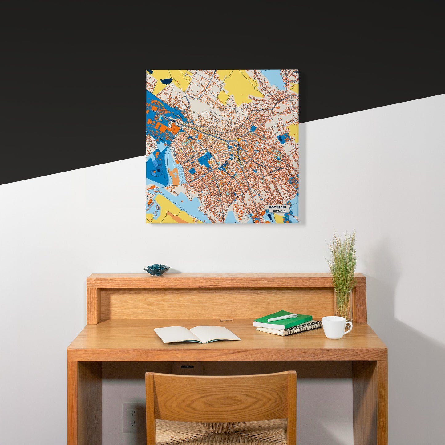 Botoșani Romania Colorful City Map Canvas Print Scene