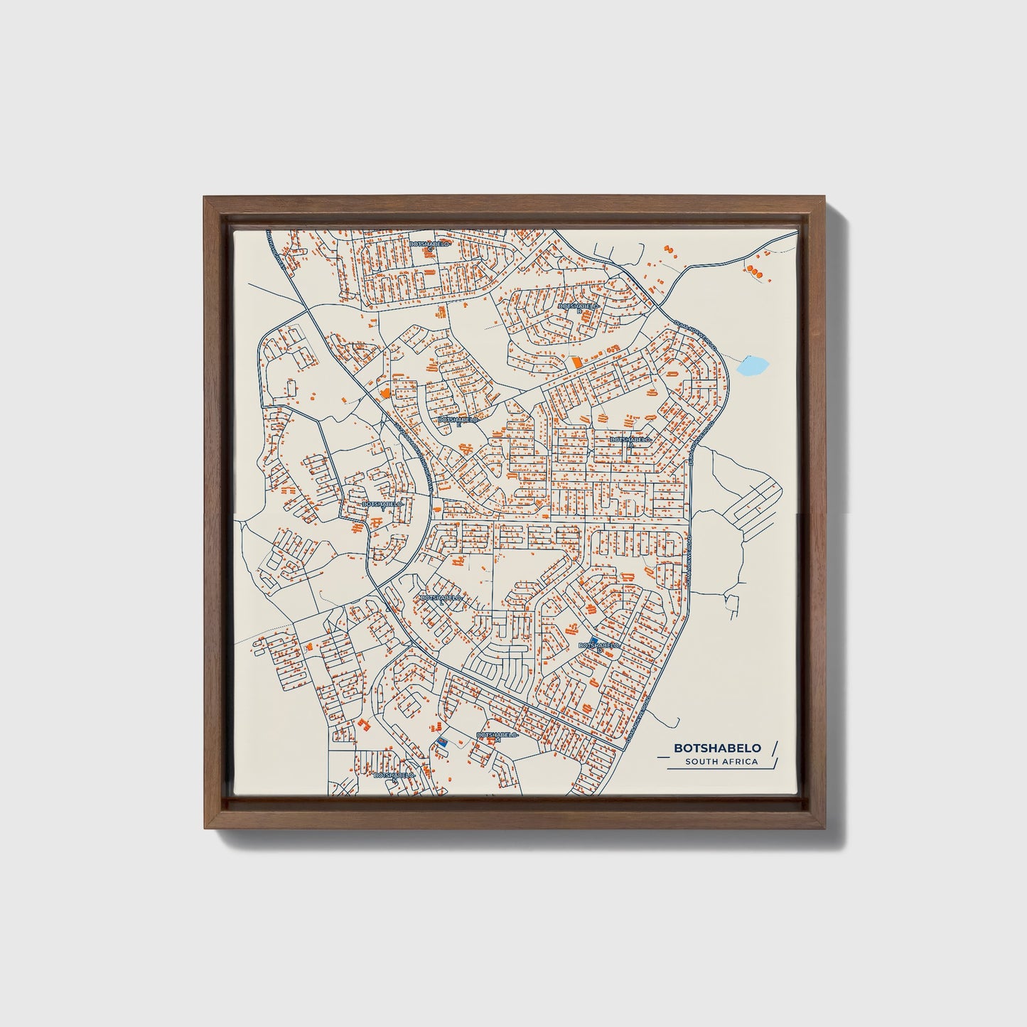 Botshabelo South Africa Colorful City Map Canvas Print • Dark Wooden Framed