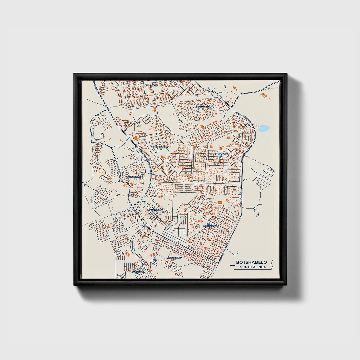 Botshabelo South Africa Colorful City Map Canvas Print • Black Framed