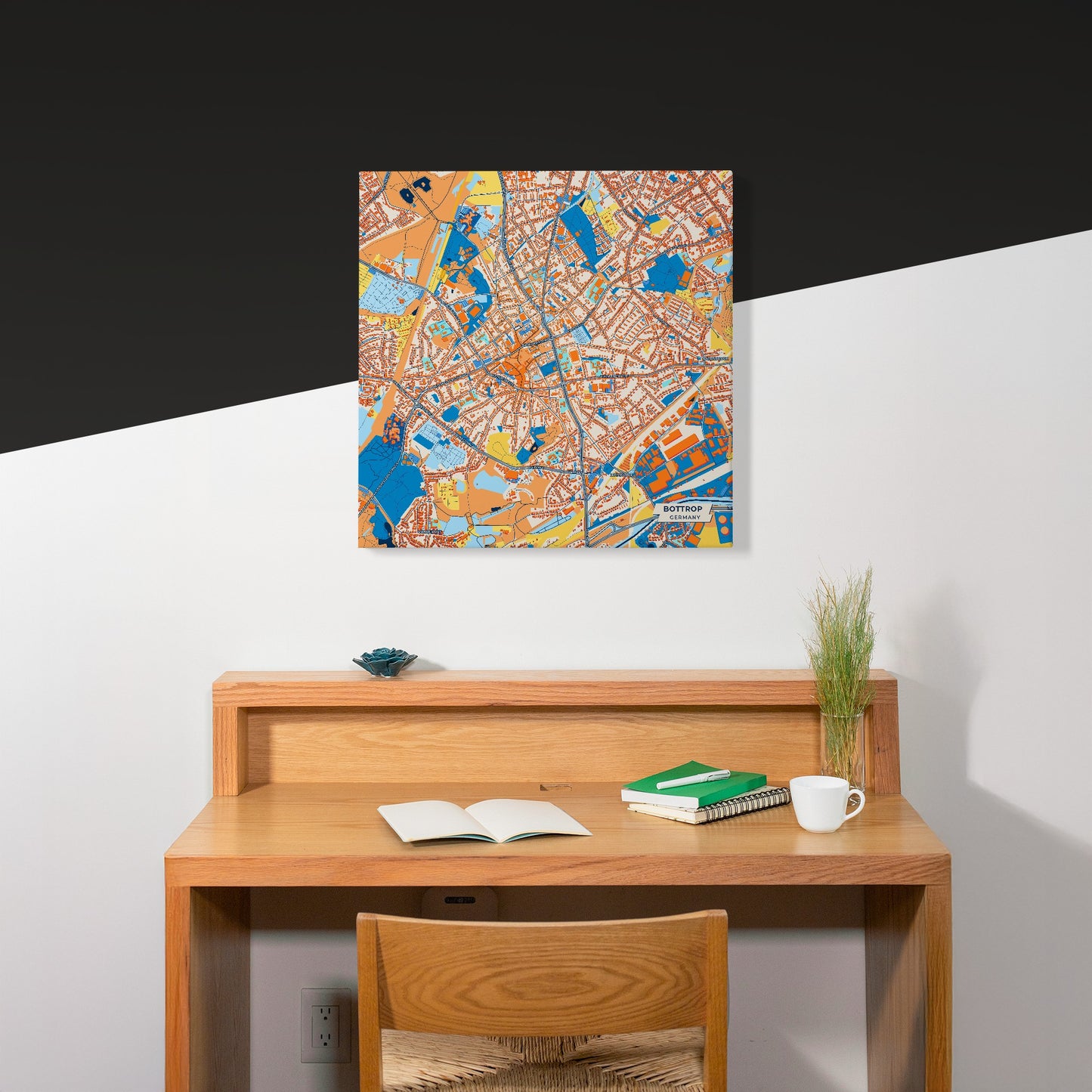 Bottrop Germany Colorful City Map Canvas Print Scene