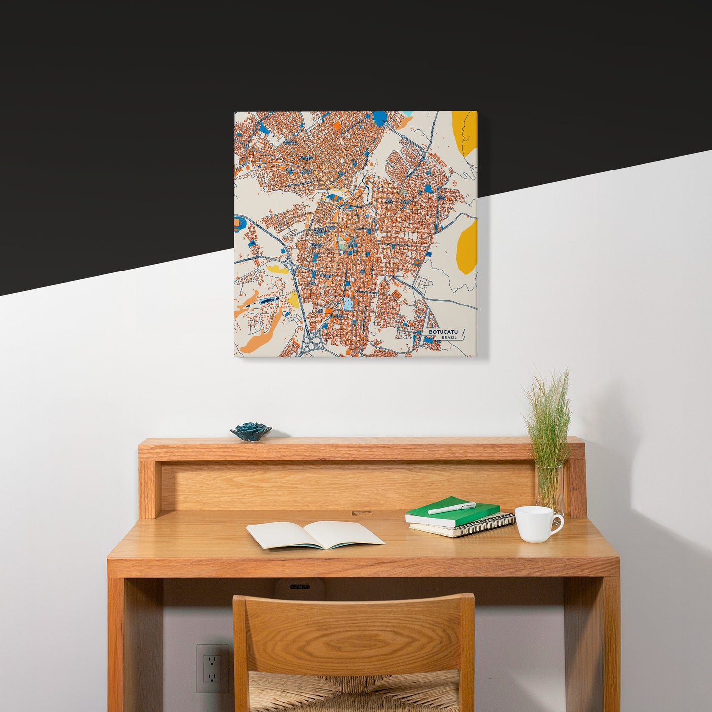 Botucatu Brazil Colorful City Map Canvas Print Scene