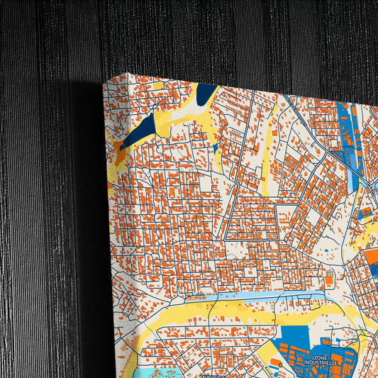 Bouake Ivory Coast Colorful City Map Canvas Print Detail