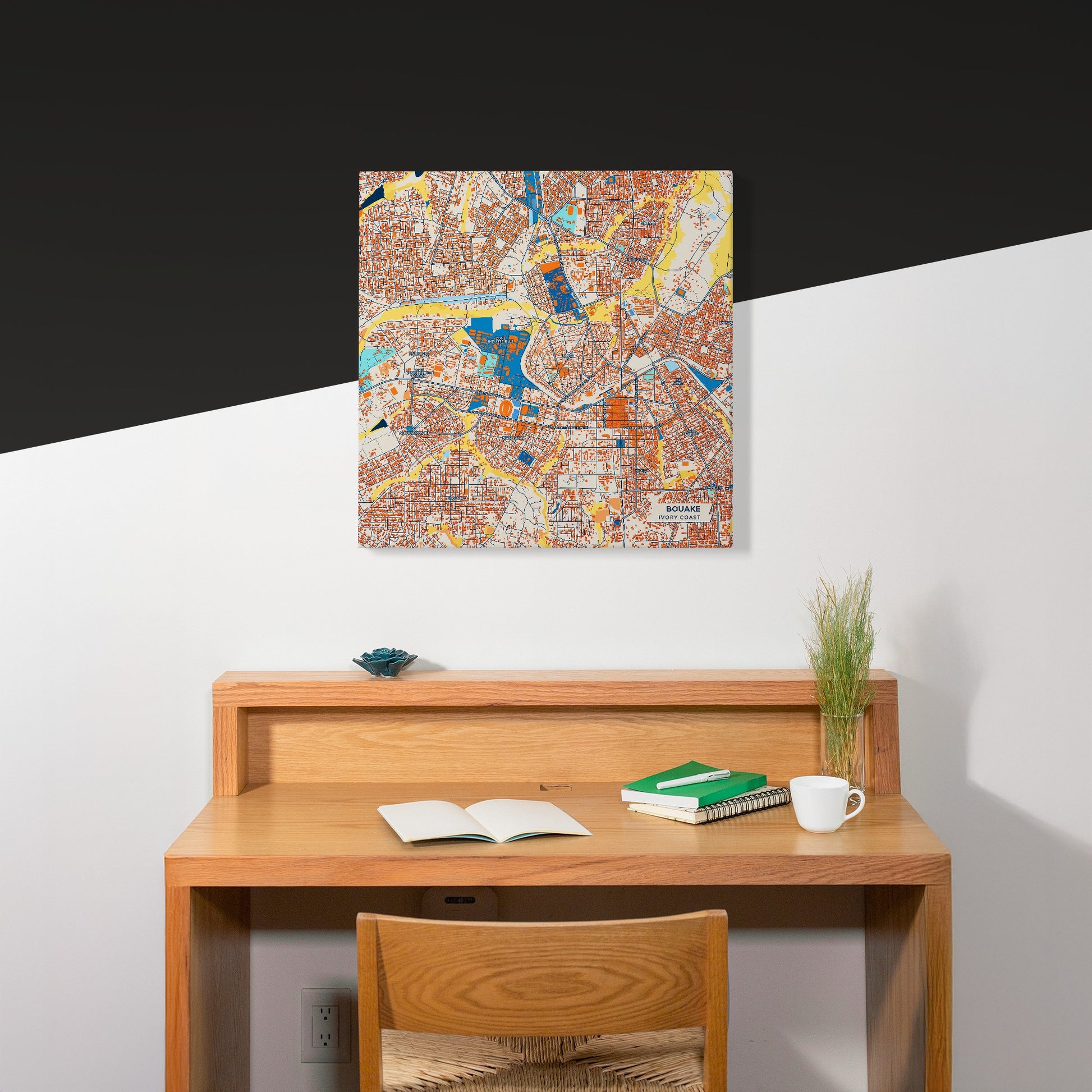 Bouake Ivory Coast Colorful City Map Canvas Print Scene