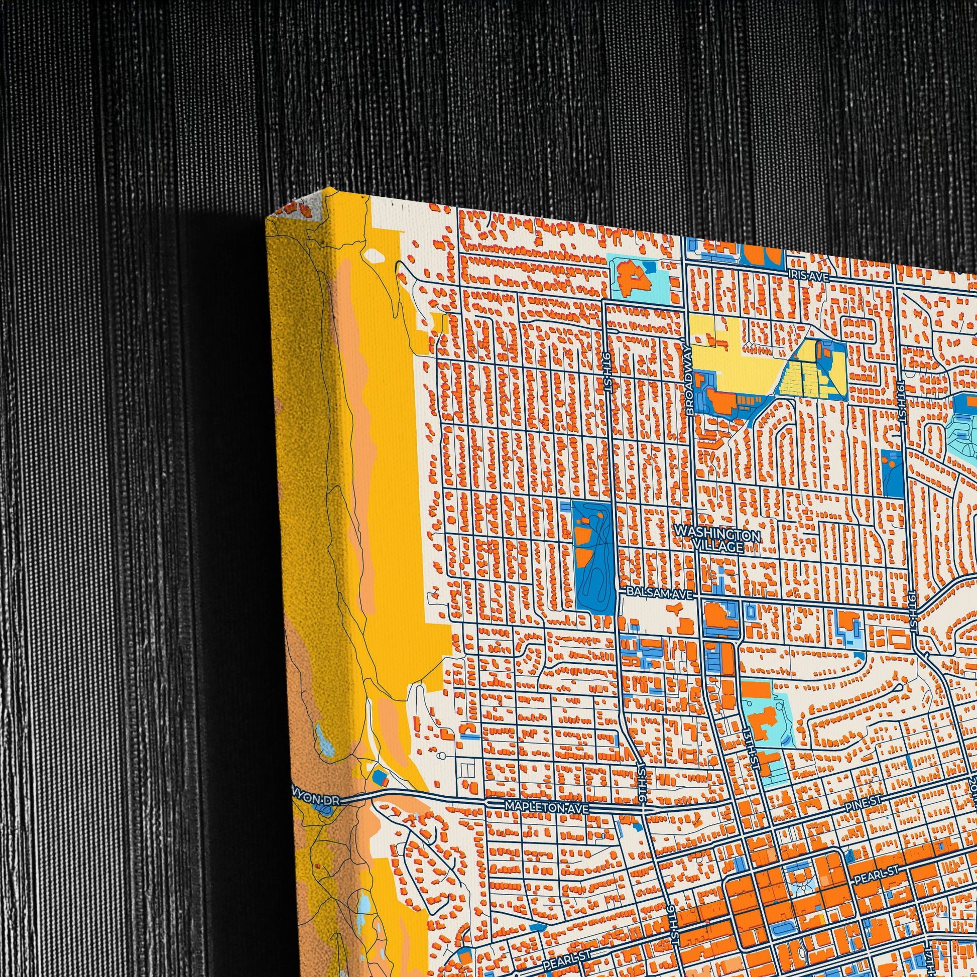 Boulder Colorado Colorful City Map Canvas Print Detail
