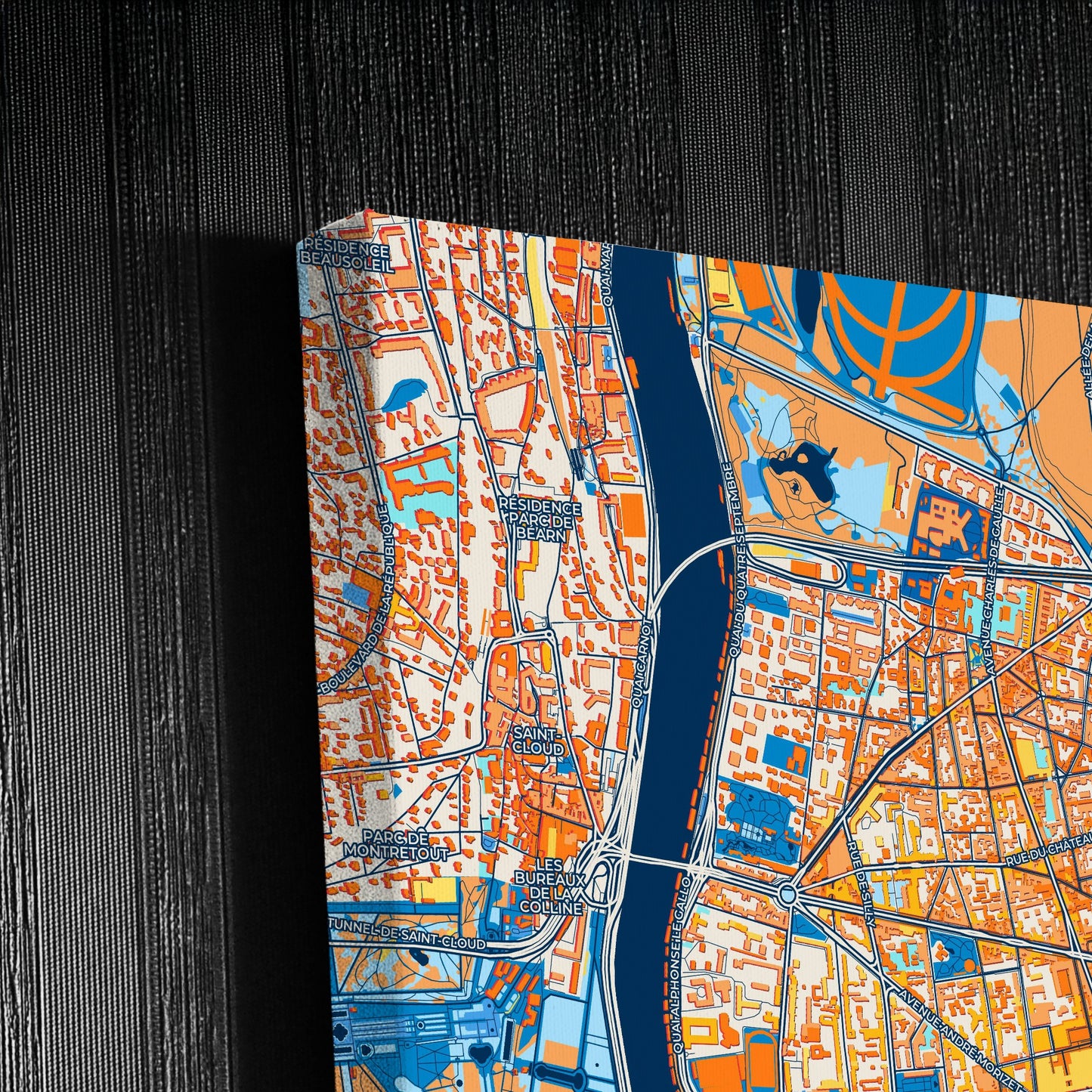 Boulogne-Billancourt France Colorful City Map Canvas Print Detail