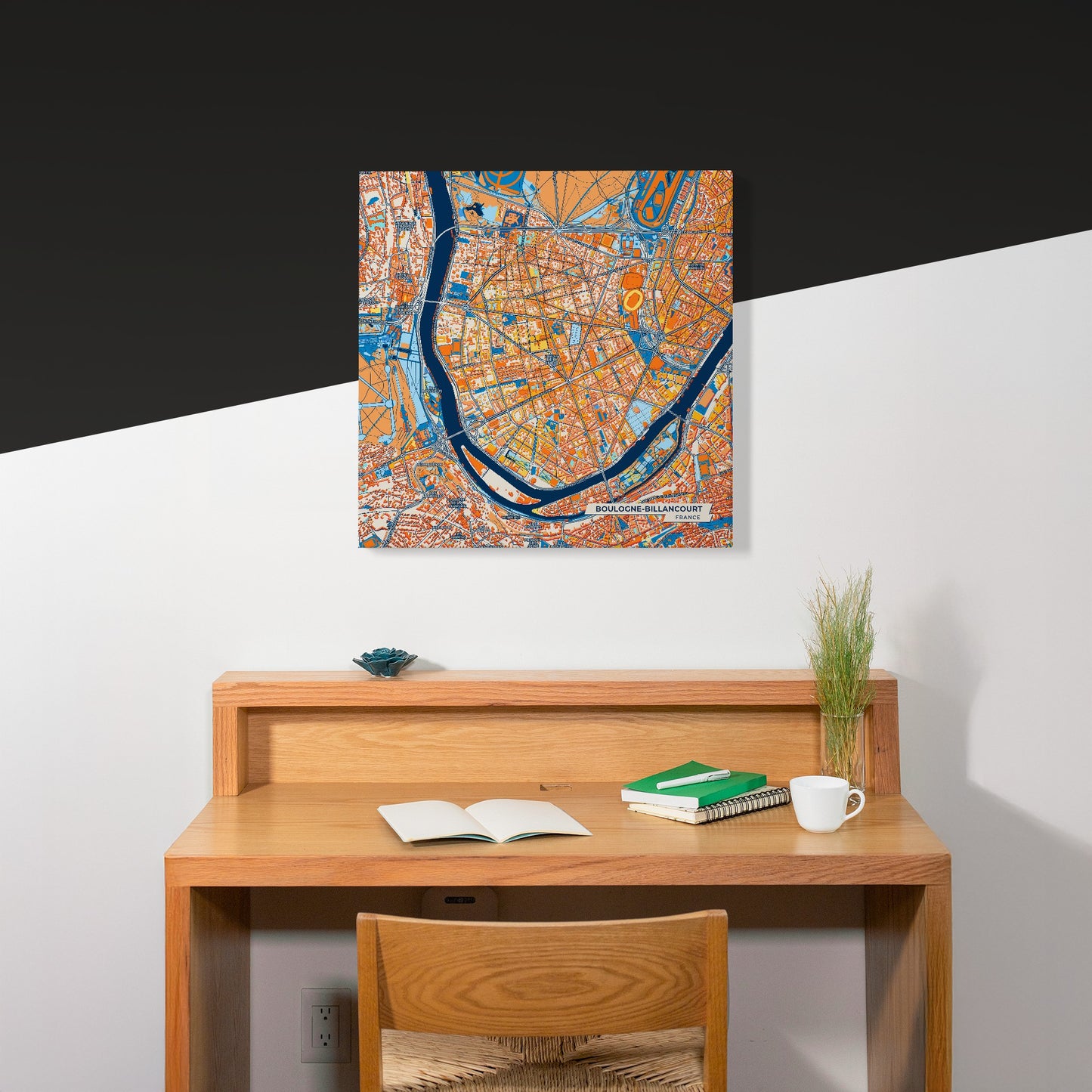 Boulogne-Billancourt France Colorful City Map Canvas Print Scene