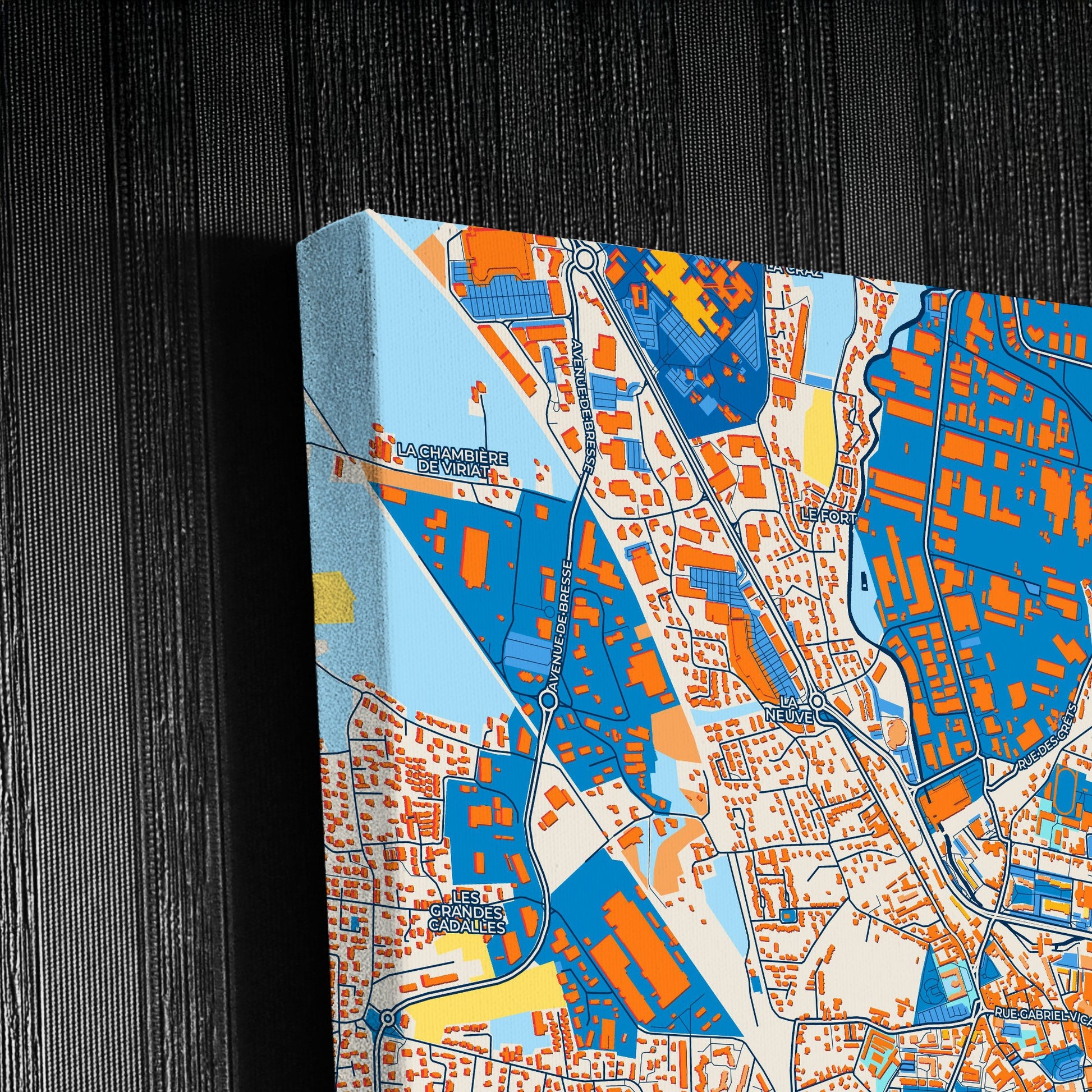 Bourg-En-Bresse France Colorful City Map Canvas Print Detail