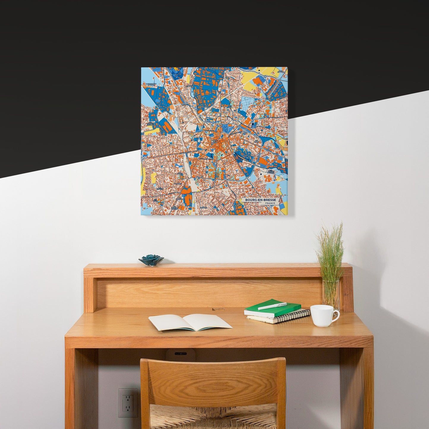 Bourg-En-Bresse France Colorful City Map Canvas Print Scene