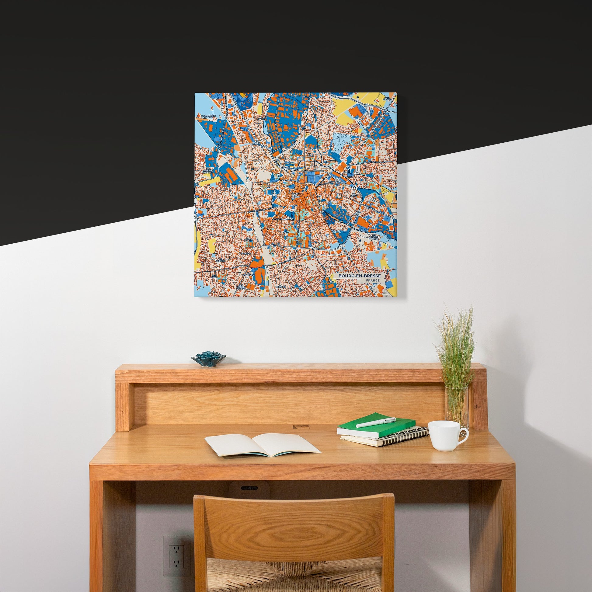 Bourg-En-Bresse France Colorful City Map Canvas Print Scene