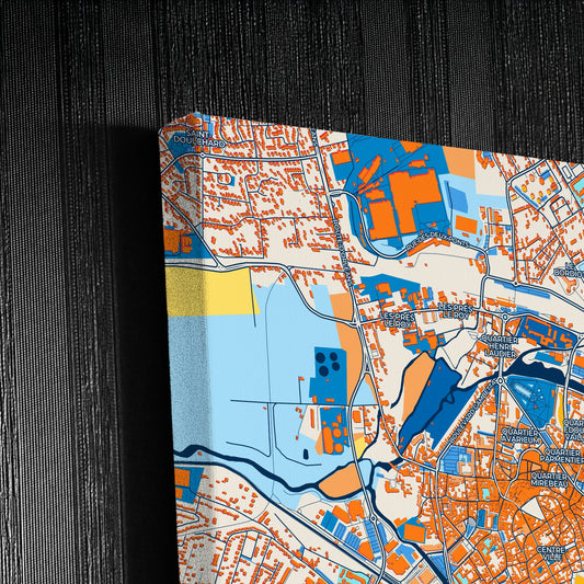 Bourges France Colorful City Map Canvas Print Detail