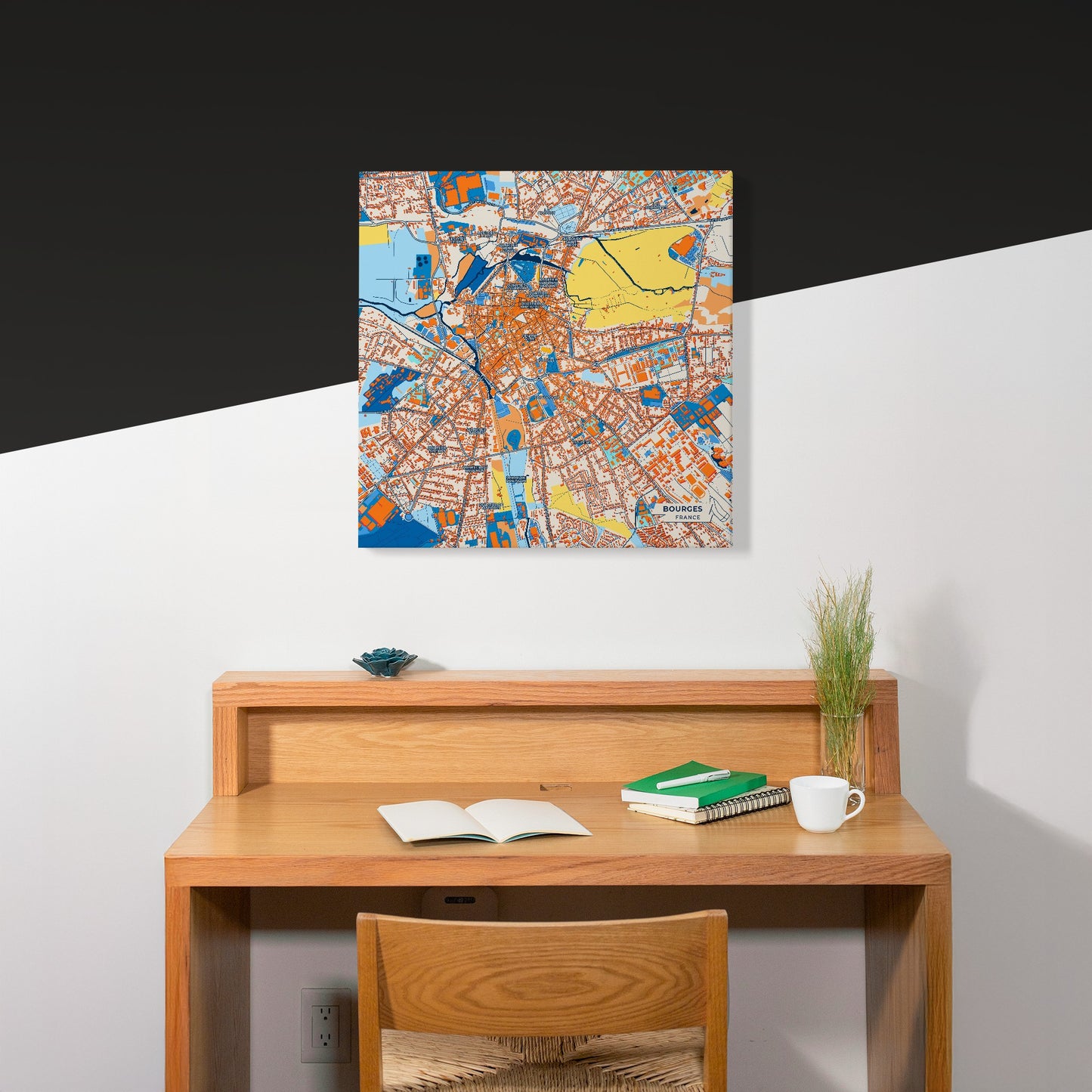 Bourges France Colorful City Map Canvas Print Scene