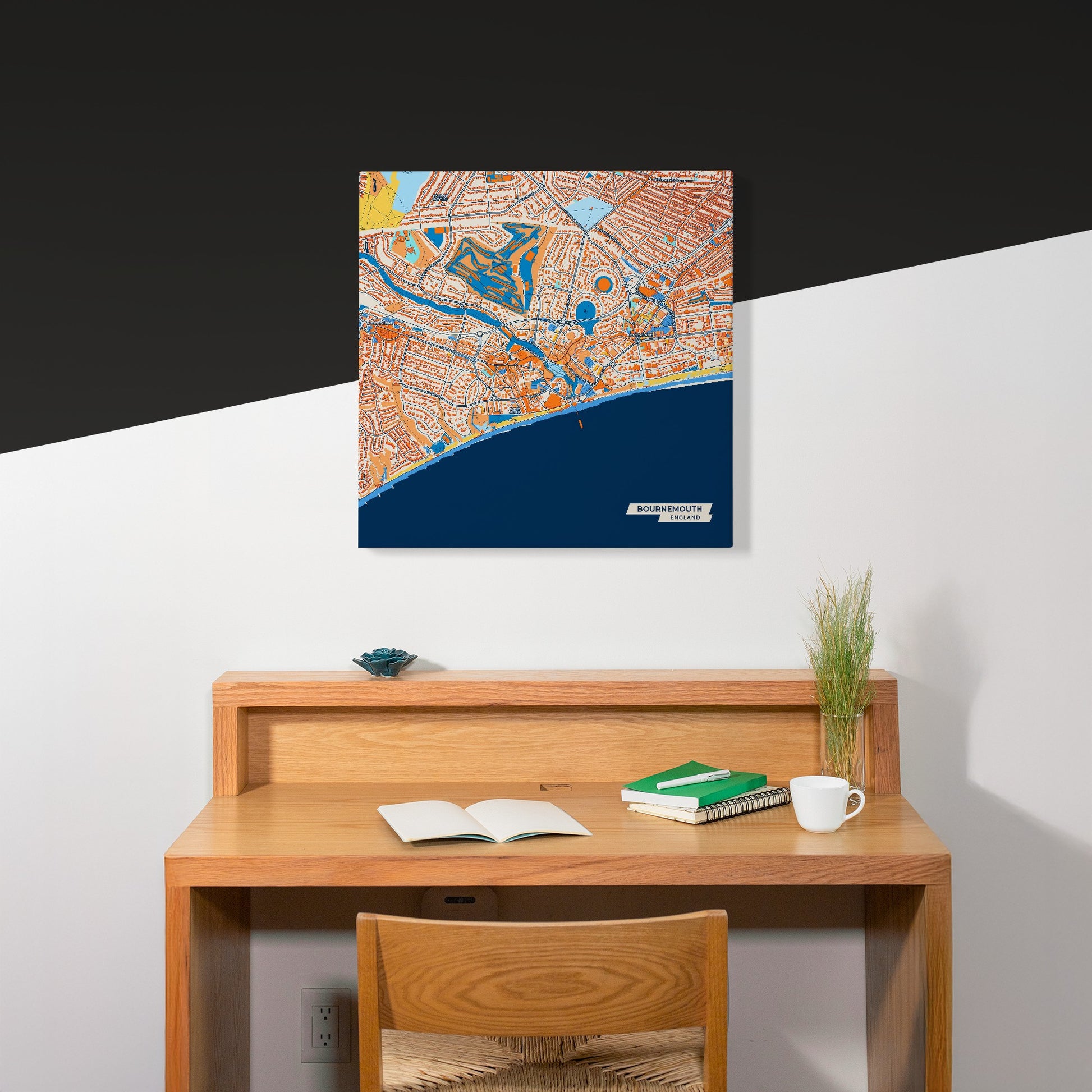 Bournemouth England Colorful City Map Canvas Print Scene