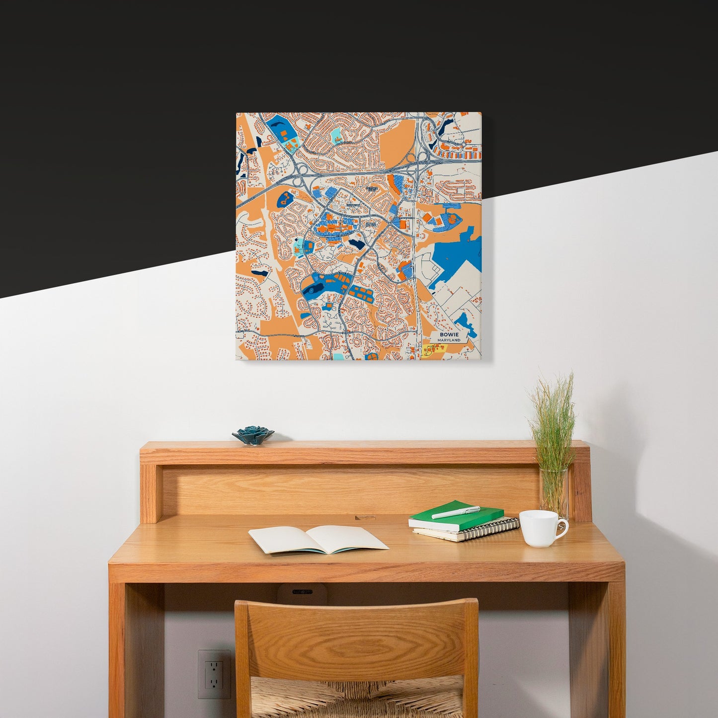 Bowie Maryland Colorful City Map Canvas Print Scene