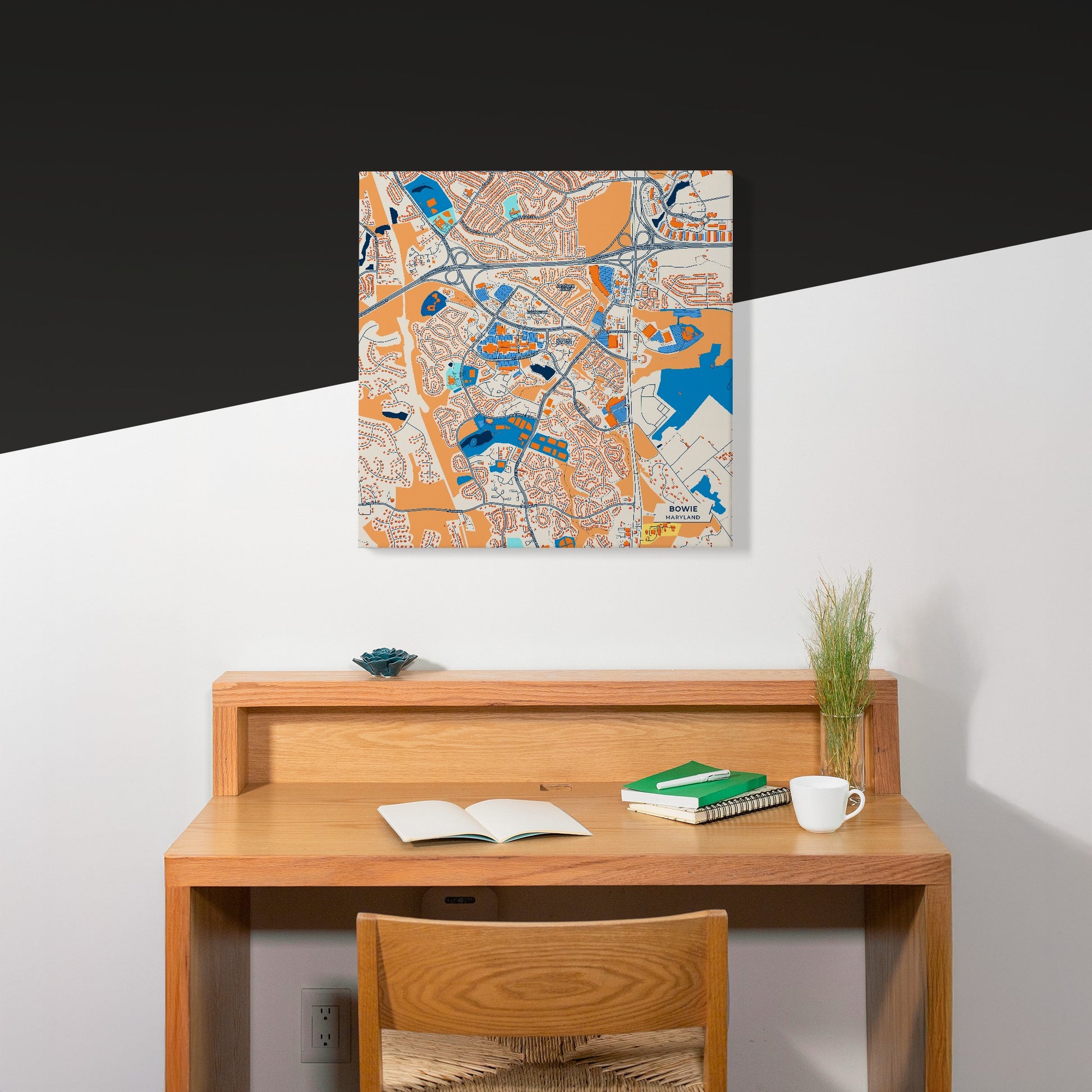 Bowie Maryland Colorful City Map Canvas Print Scene