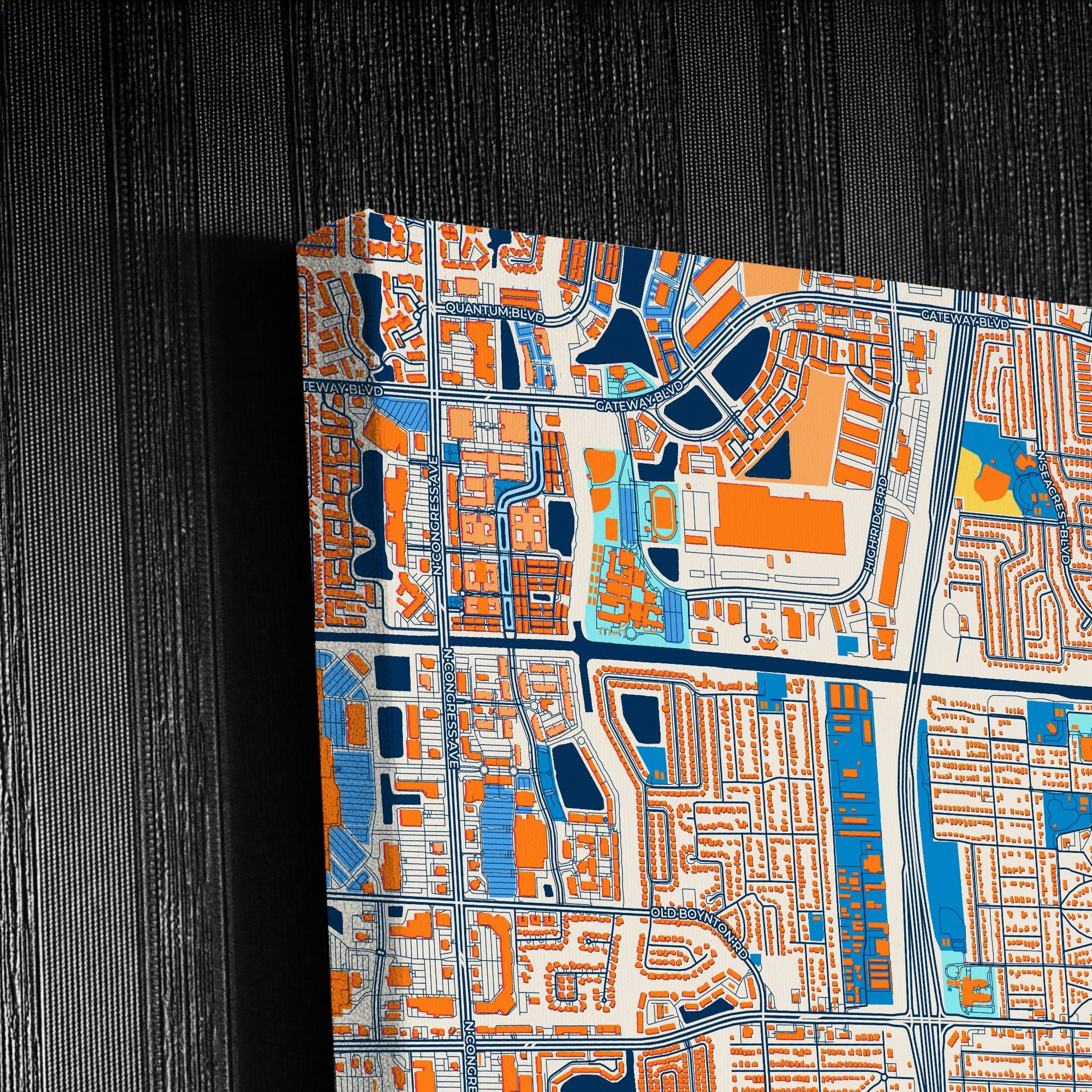 Boynton Beach Florida Colorful City Map Canvas Print Detail