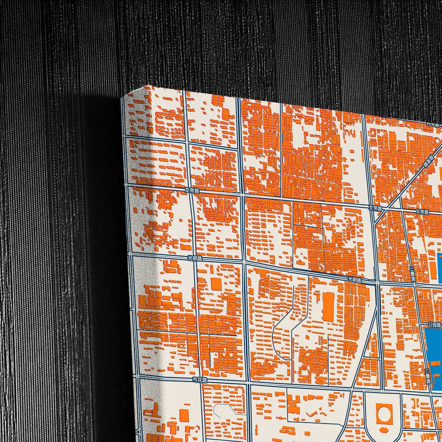 Bozhou China Colorful City Map Canvas Print Detail