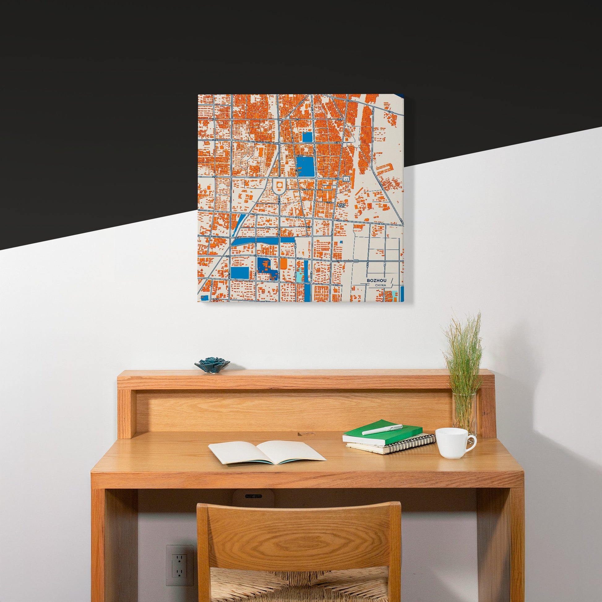 Bozhou China Colorful City Map Canvas Print Scene