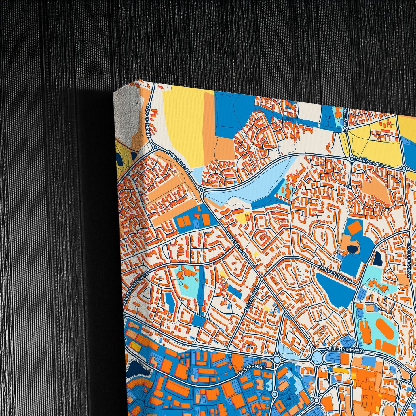 Bracknell England Colorful City Map Canvas Print Detail