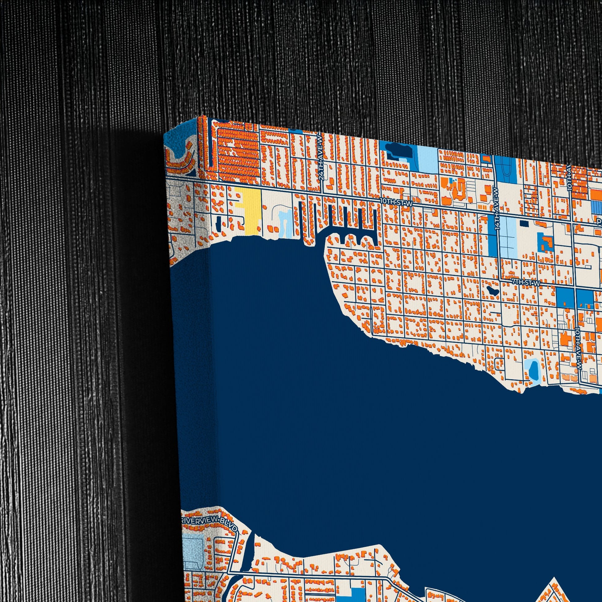 Bradenton Florida Colorful City Map Canvas Print Detail