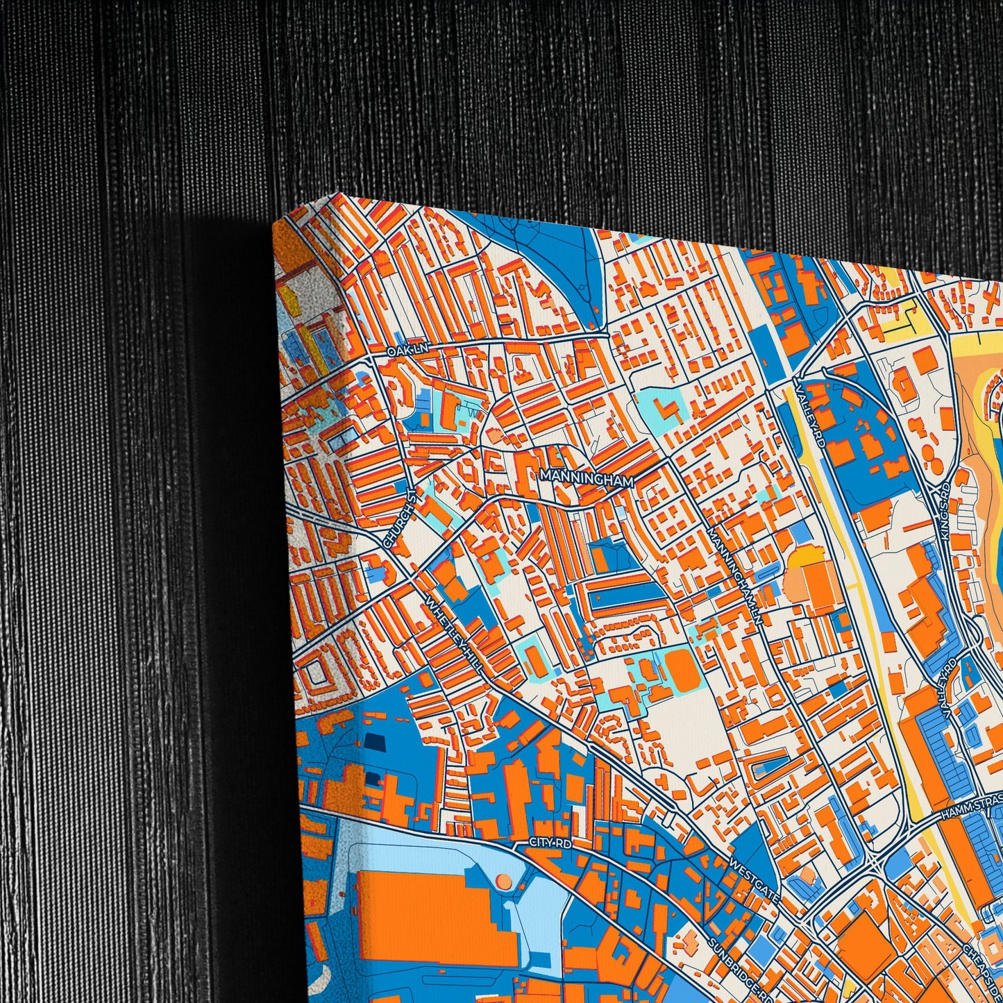 Bradford England Colorful City Map Canvas Print Detail