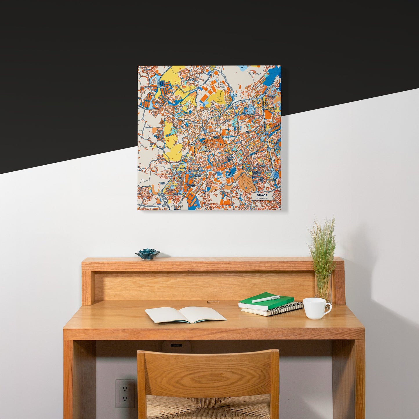 Braga Portugal Colorful City Map Canvas Print Scene