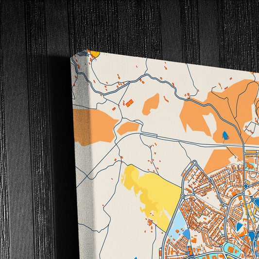 Bragança Portugal Colorful City Map Canvas Print Detail