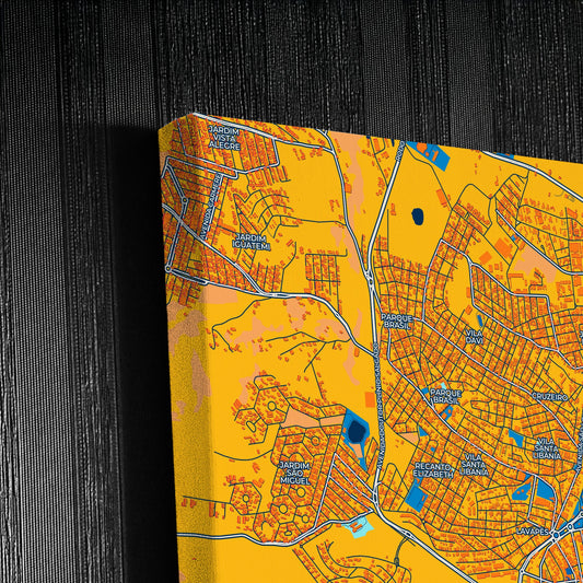 Braganca Paulista Brazil Colorful City Map Canvas Print Detail