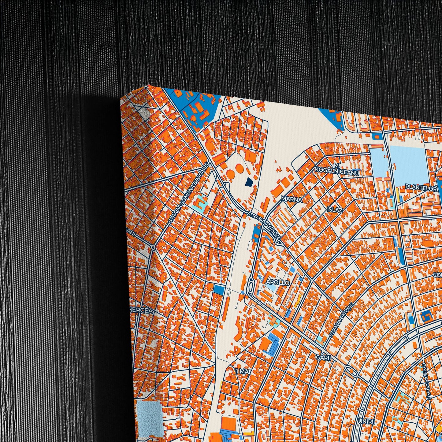 Brăila Romania Colorful City Map Canvas Print Detail