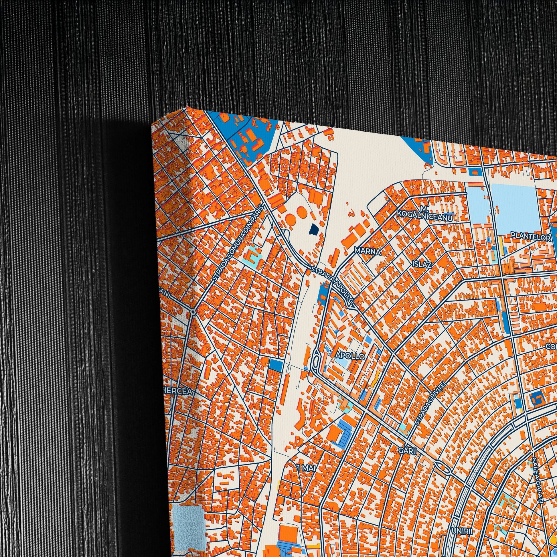 Brăila Romania Colorful City Map Canvas Print Detail