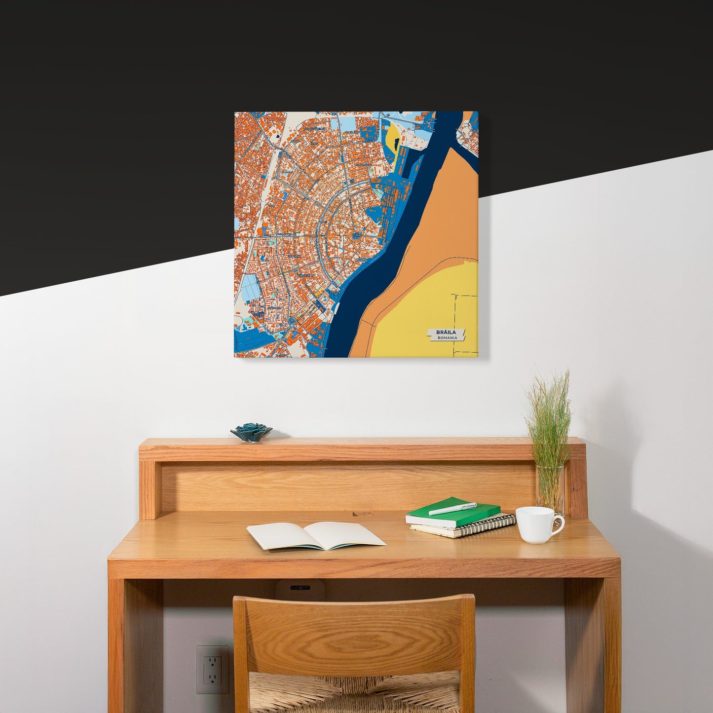 Brăila Romania Colorful City Map Canvas Print Scene