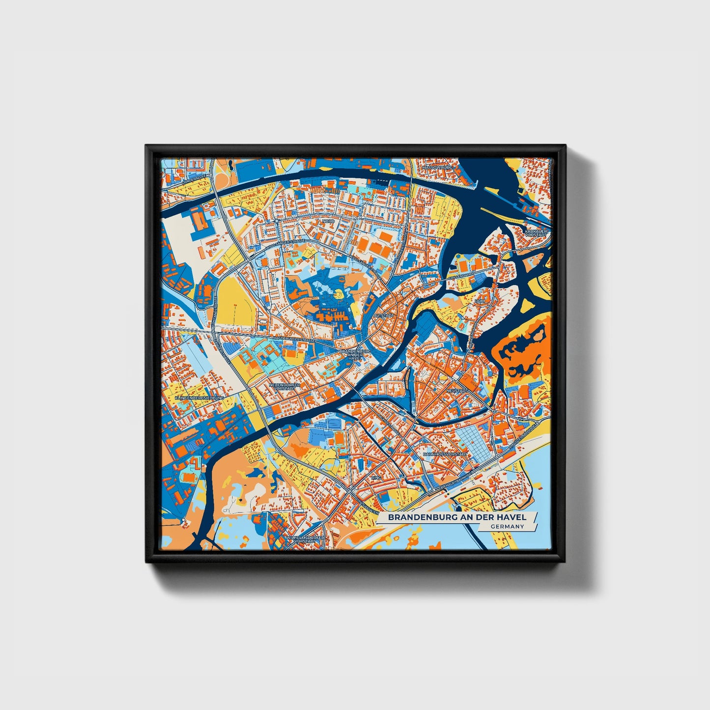 Brandenburg An Der Havel Germany Colorful City Map Canvas Print • Black Framed