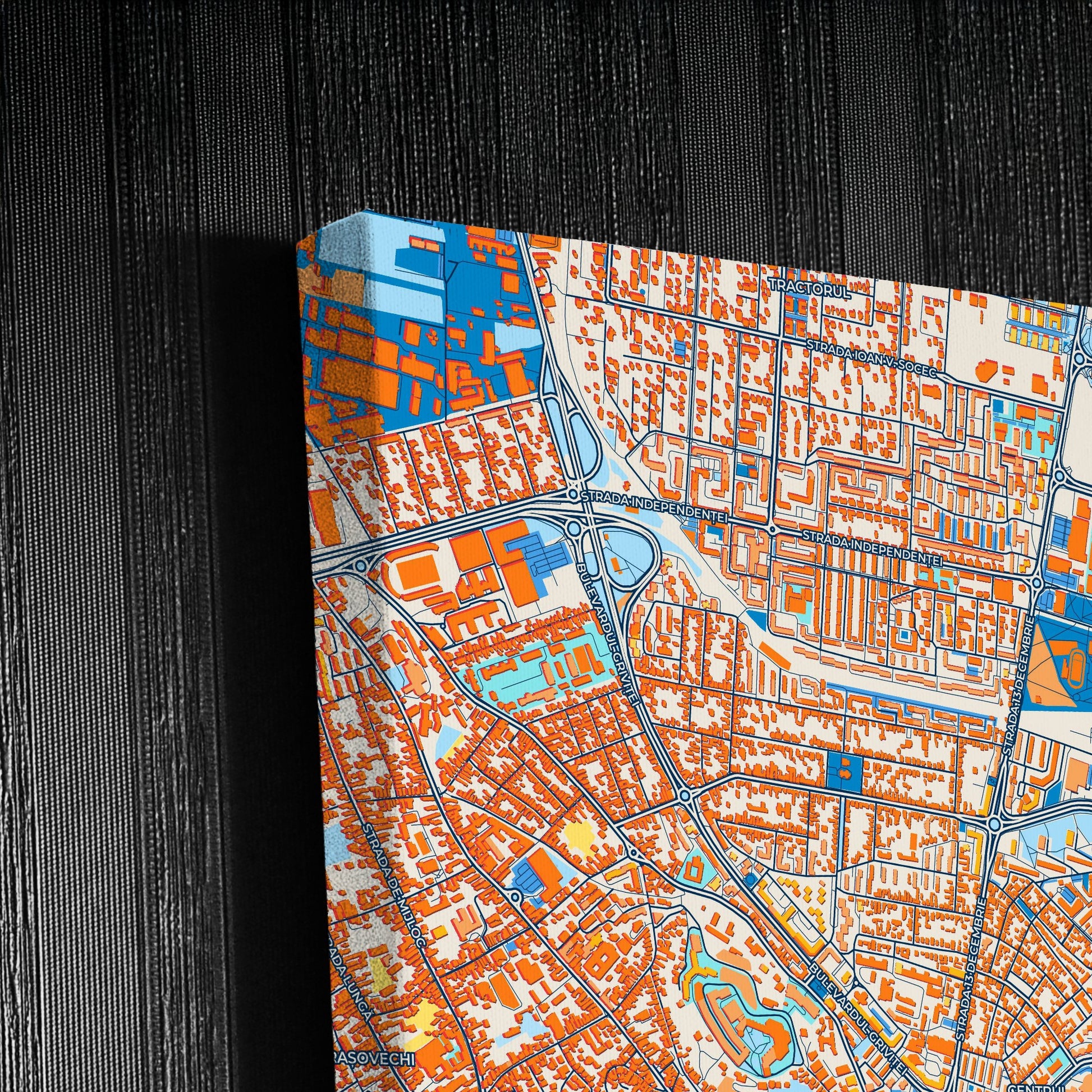 Brașov Romania Colorful City Map Canvas Print Detail