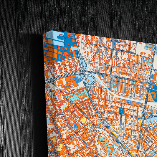 Brașov Romania Colorful City Map Canvas Print Detail