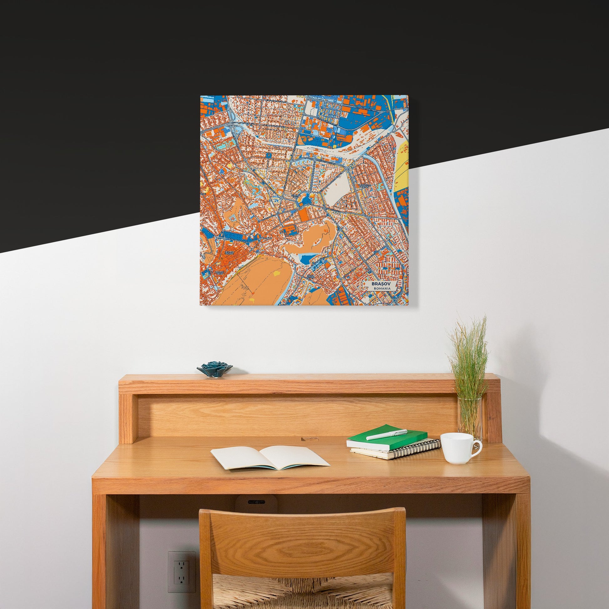 Brașov Romania Colorful City Map Canvas Print Scene