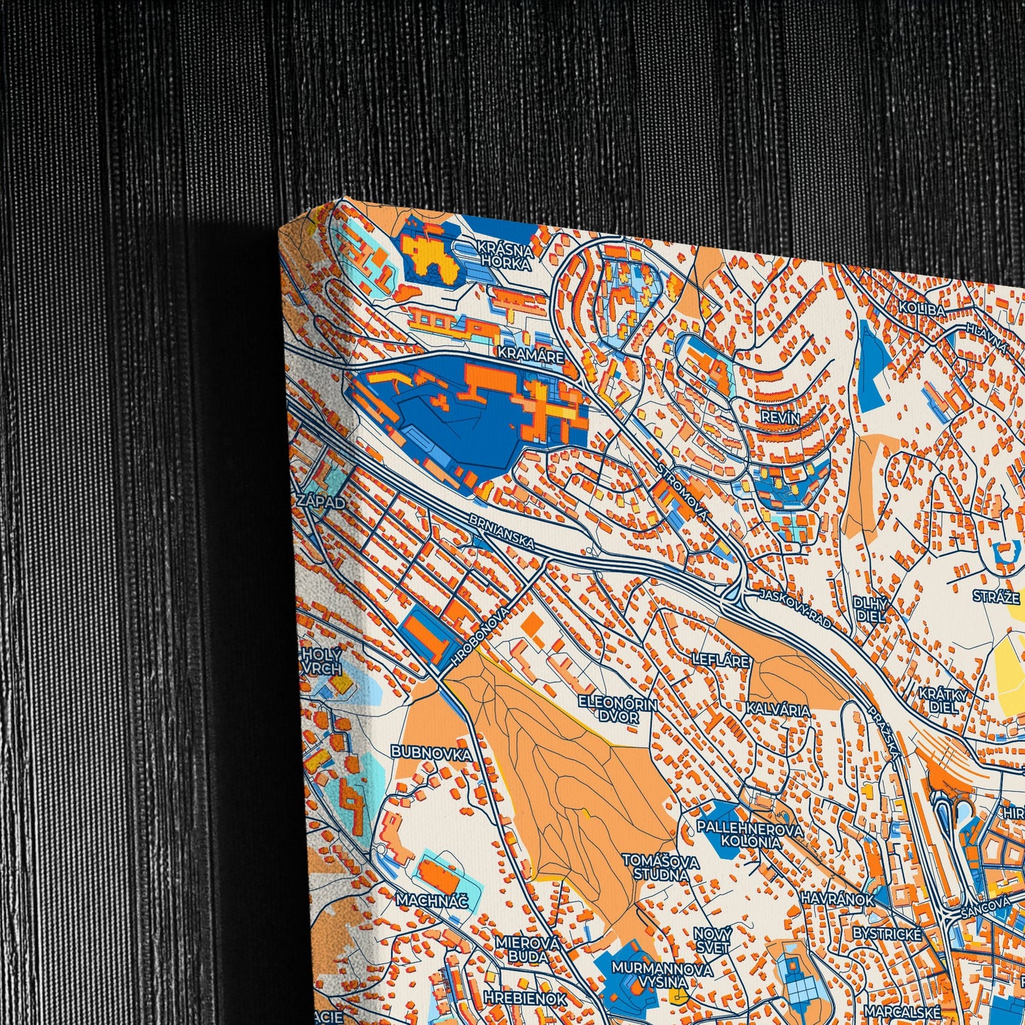 Bratislava Slovakia Colorful City Map Canvas Print Detail