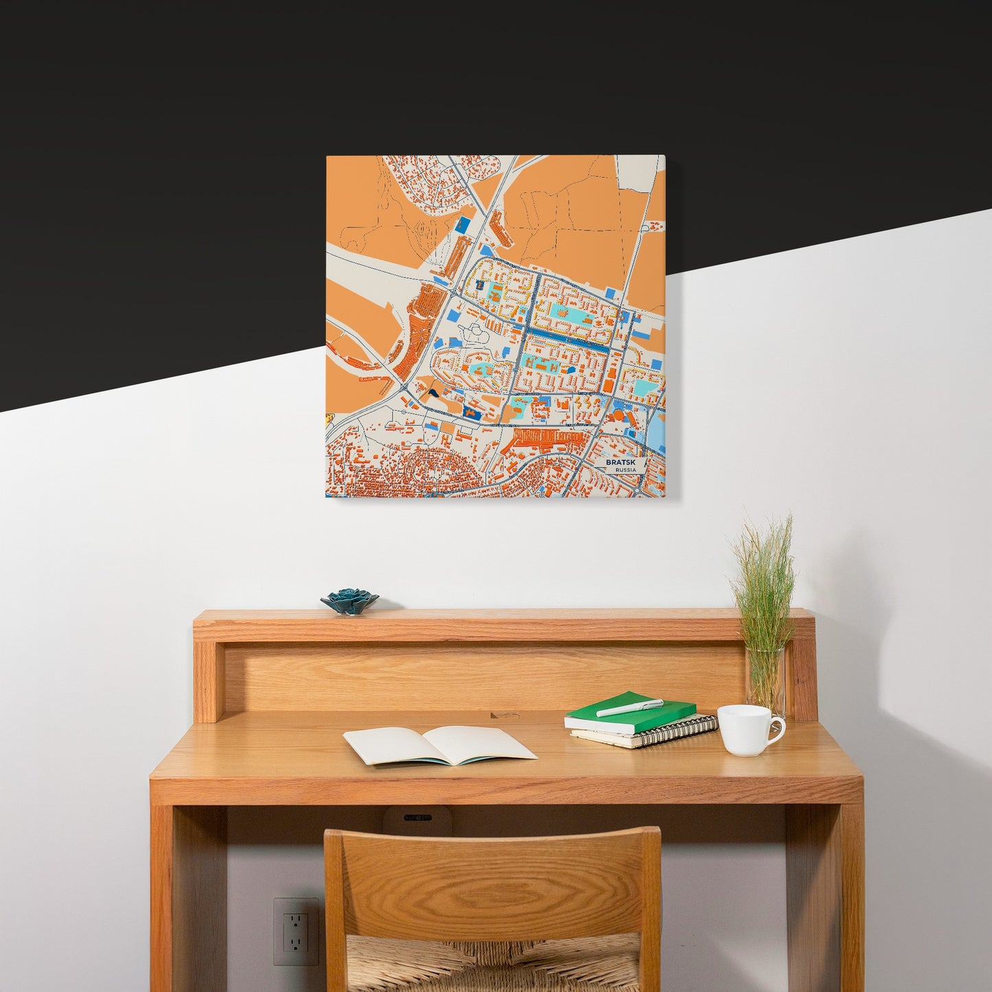 Братск Russia Colorful City Map Canvas Print Scene