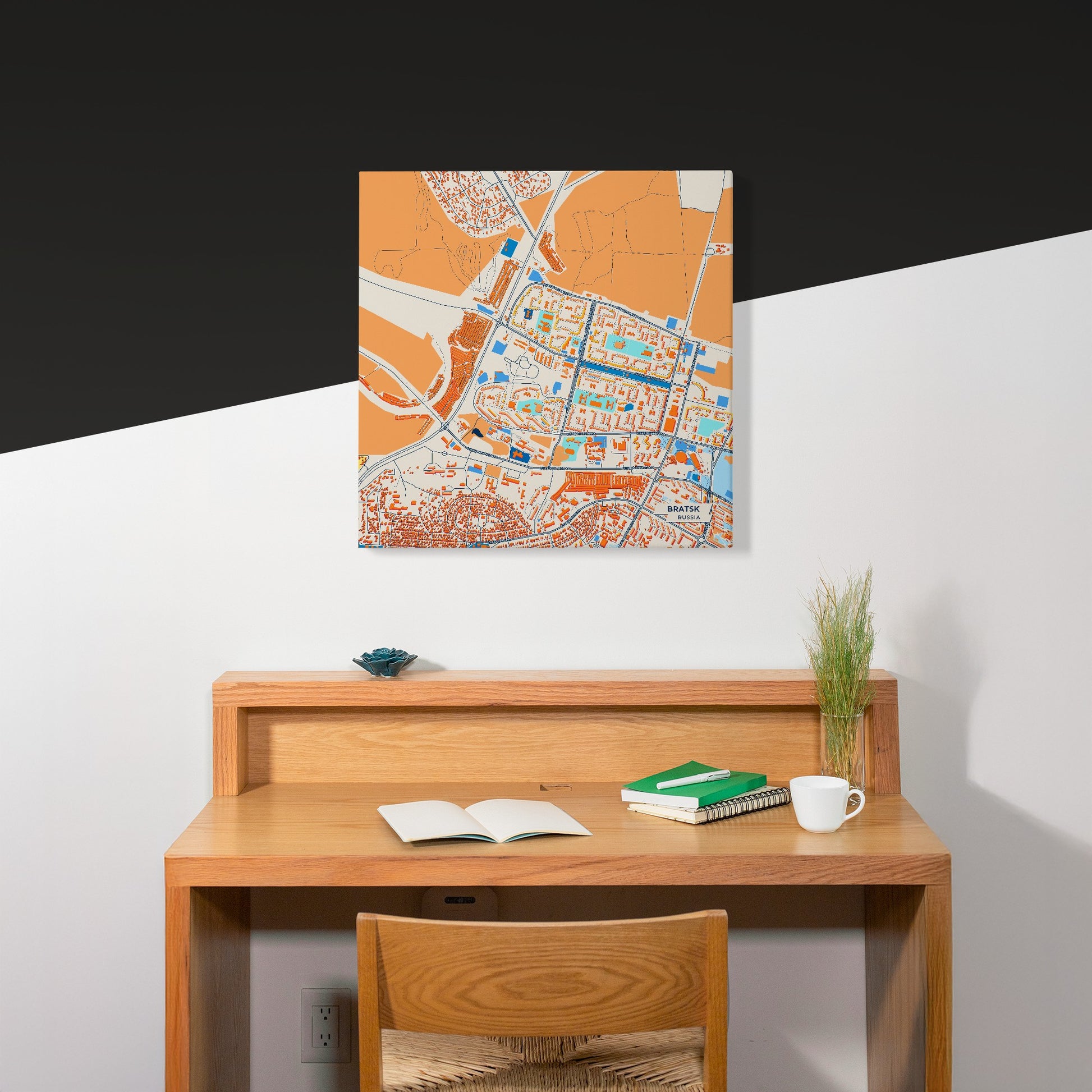 Братск Russia Colorful City Map Canvas Print Scene
