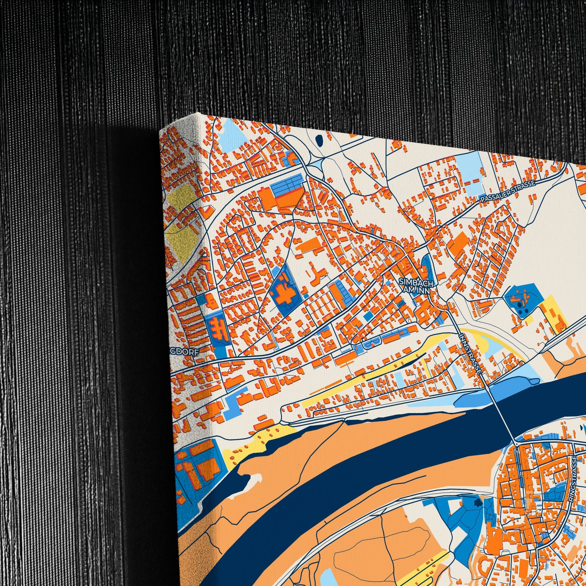 Braunau Am Inn Austria Colorful City Map Canvas Print Detail